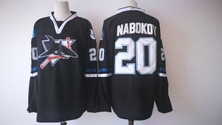 Men San Jose Sharks #20 Nabokov Black Adidas Hockey Stitched NHL Jerseys